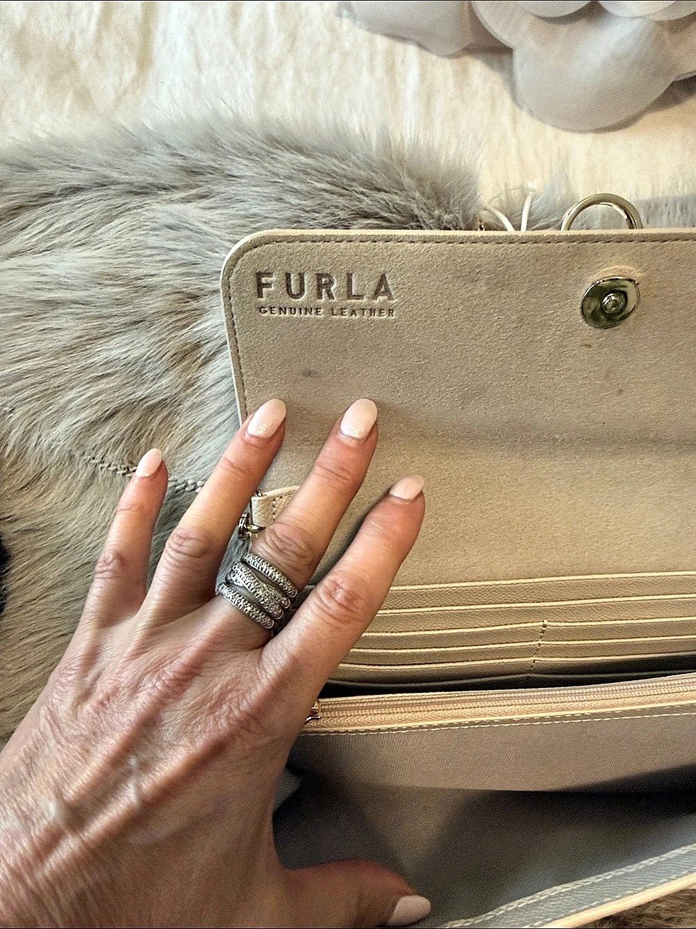 Furla Metropolis Mini Crossbody Bag Shoulder Bag Beige - Picture 6 of 6